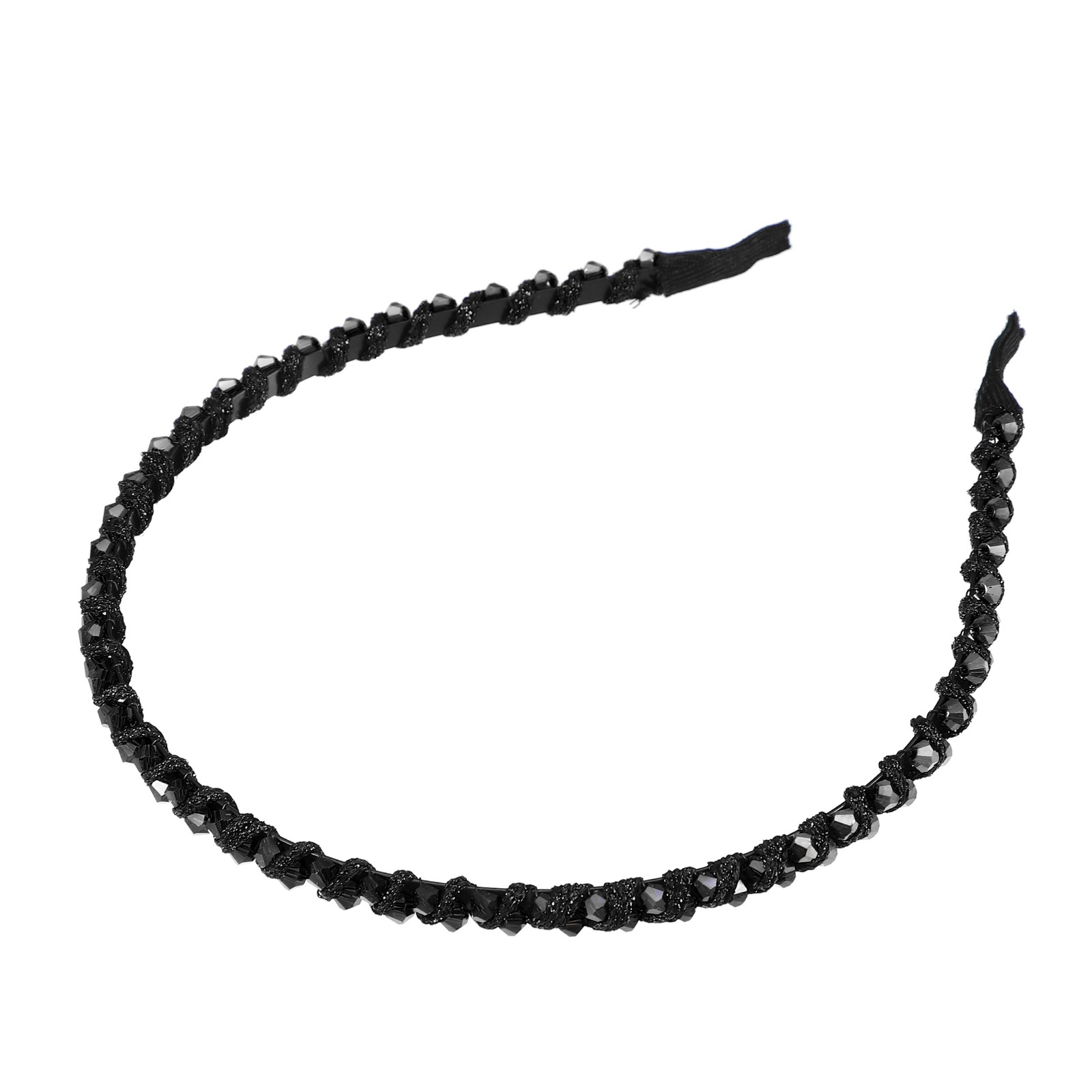 1 Pcs Rhinestone Hair Hoop Headband Thin Hairband for Women Black 0.24“ Wide