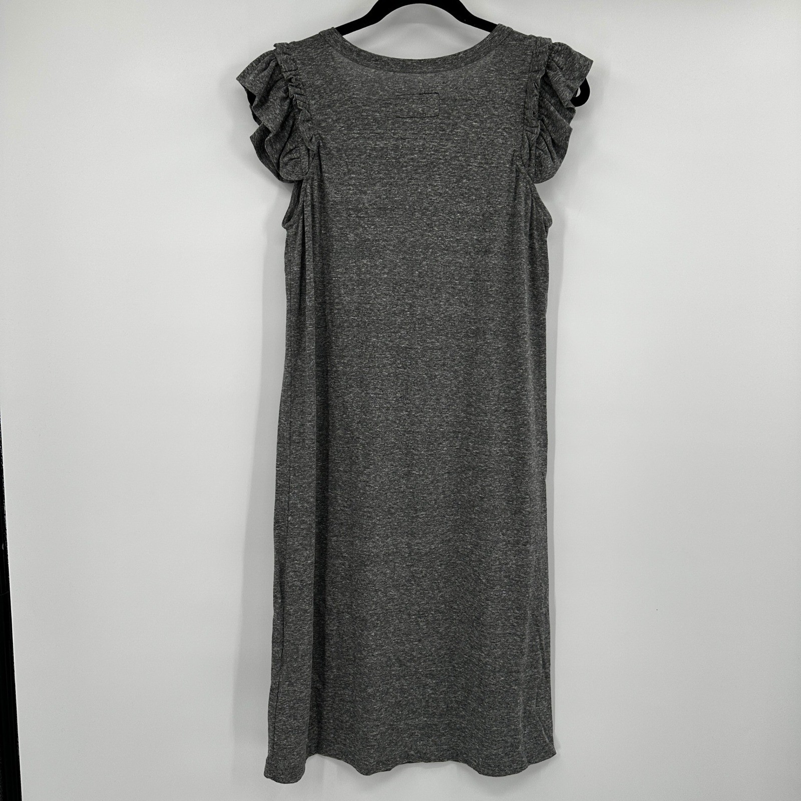 Current/Elliott Heather Grey Ruffle Muscle Dress Size 2 Clean Girl Minimalist