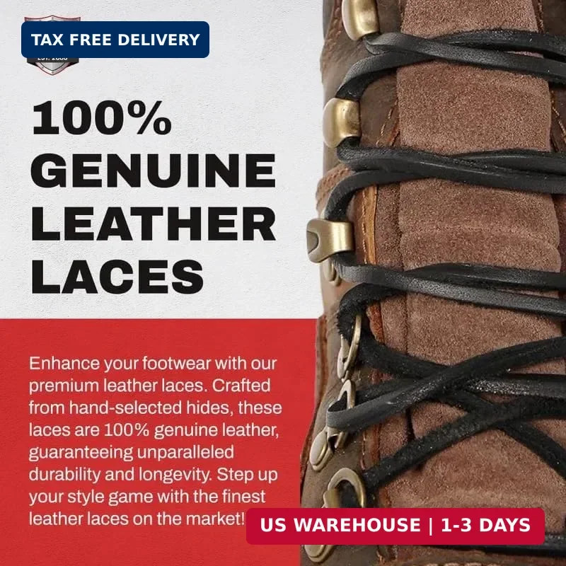 Kg’s Genuine Leather Laces – 100% Genuine Leather Shoe Laces for Adults, Leather