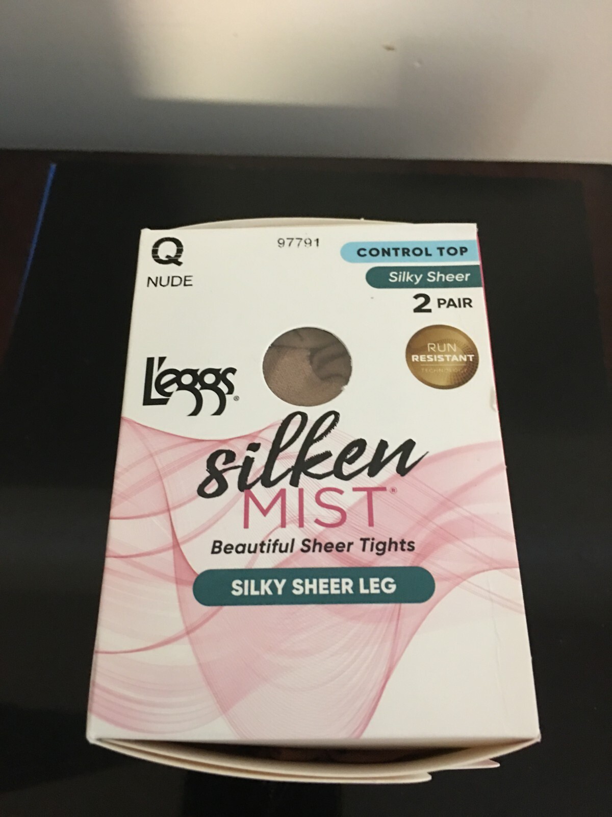 SIZE Q NUDE L’EGGS SILKEN MIST SILKY SHEER LEG CONTROL TOP SHEER TOE TIGHTS 2PK