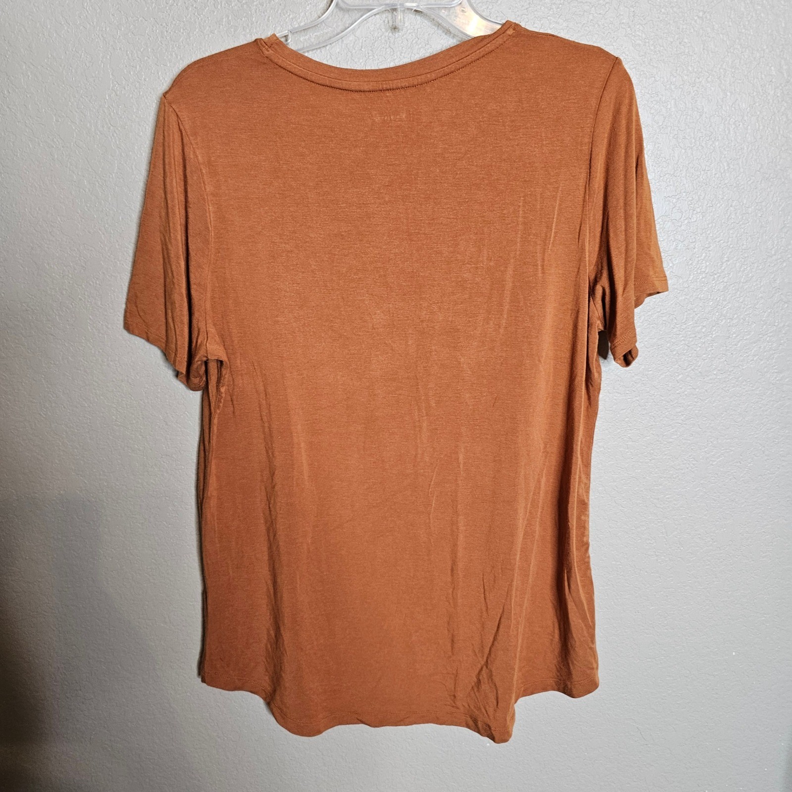 Plain Jane Women Large Basic Crew Neck Short Sleeve T Shirt Rust