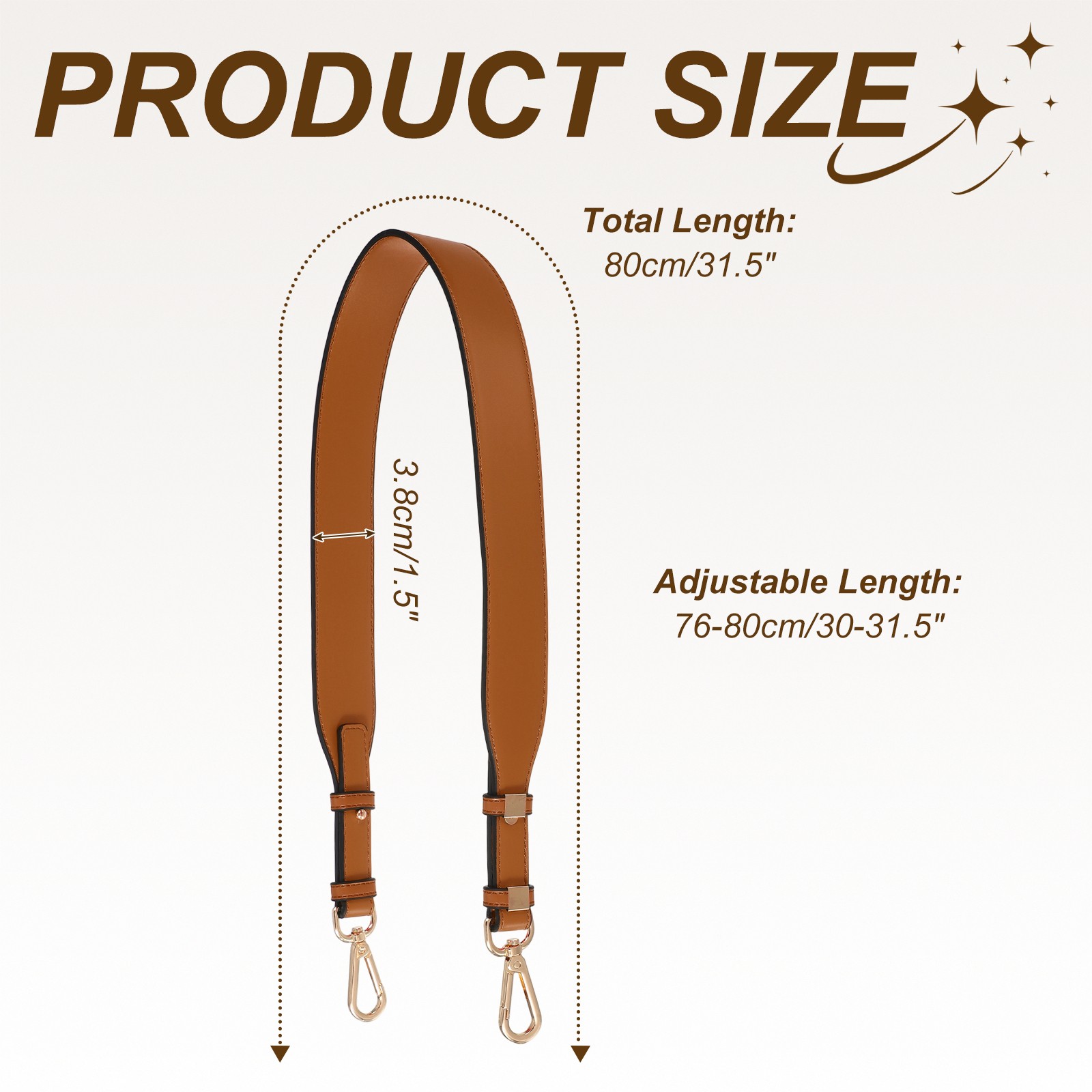 Leather Purse Strap Replacement Crossbody Adjustable Bag Strap Brown/Gold
