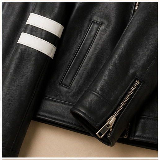 Ben 10 Inspired Mens Black Leather Biker Jacket Handmade Premium Bomber Jacket