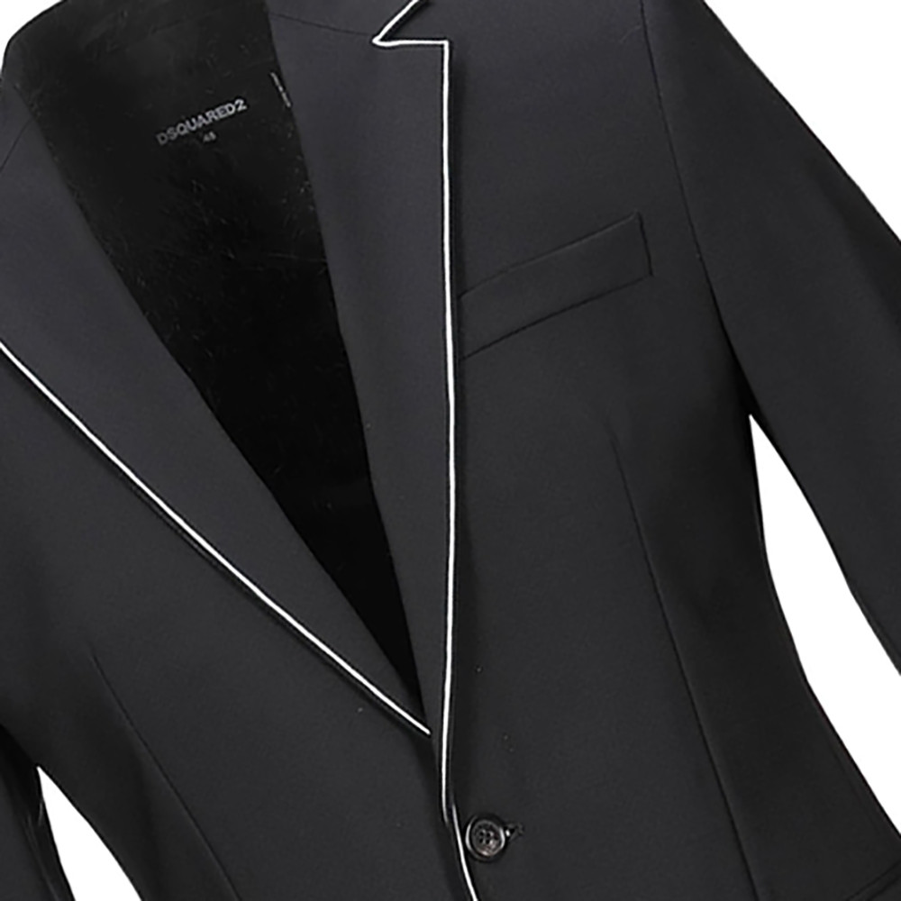 DSQUARED2 Blazer Jacket White Piping Detail Slim Fit Black Size 48 – RP £1371.00