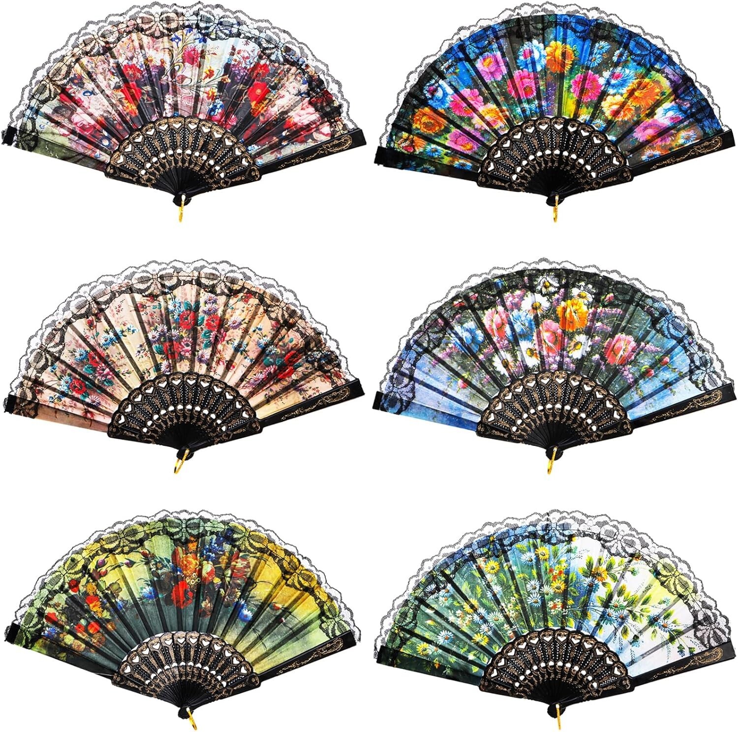 10 Pcs Peacock Folding Hand Held Fans Bulk for Women Spanish Chinese Japanese