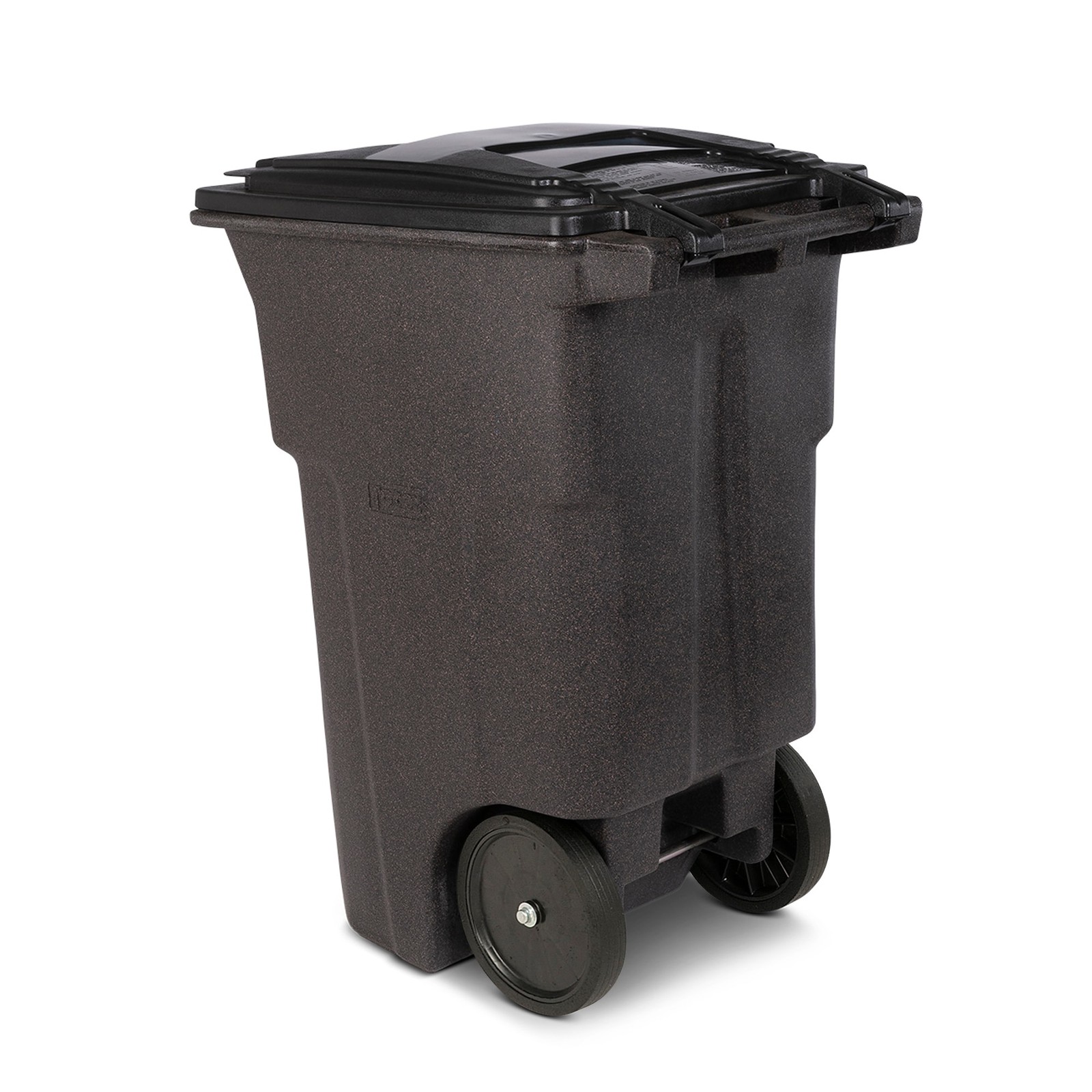 Toter 64 Gallon Brownstone Plastic Wheeled Hinged Lid Trash Can|12336