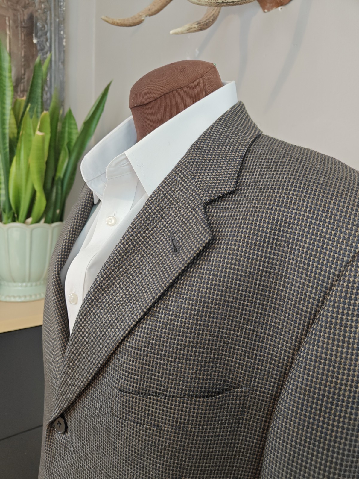 🇺🇸 Joseph Abboud Mens Wool Sports Coat 42R Black Gold USA 3 Button