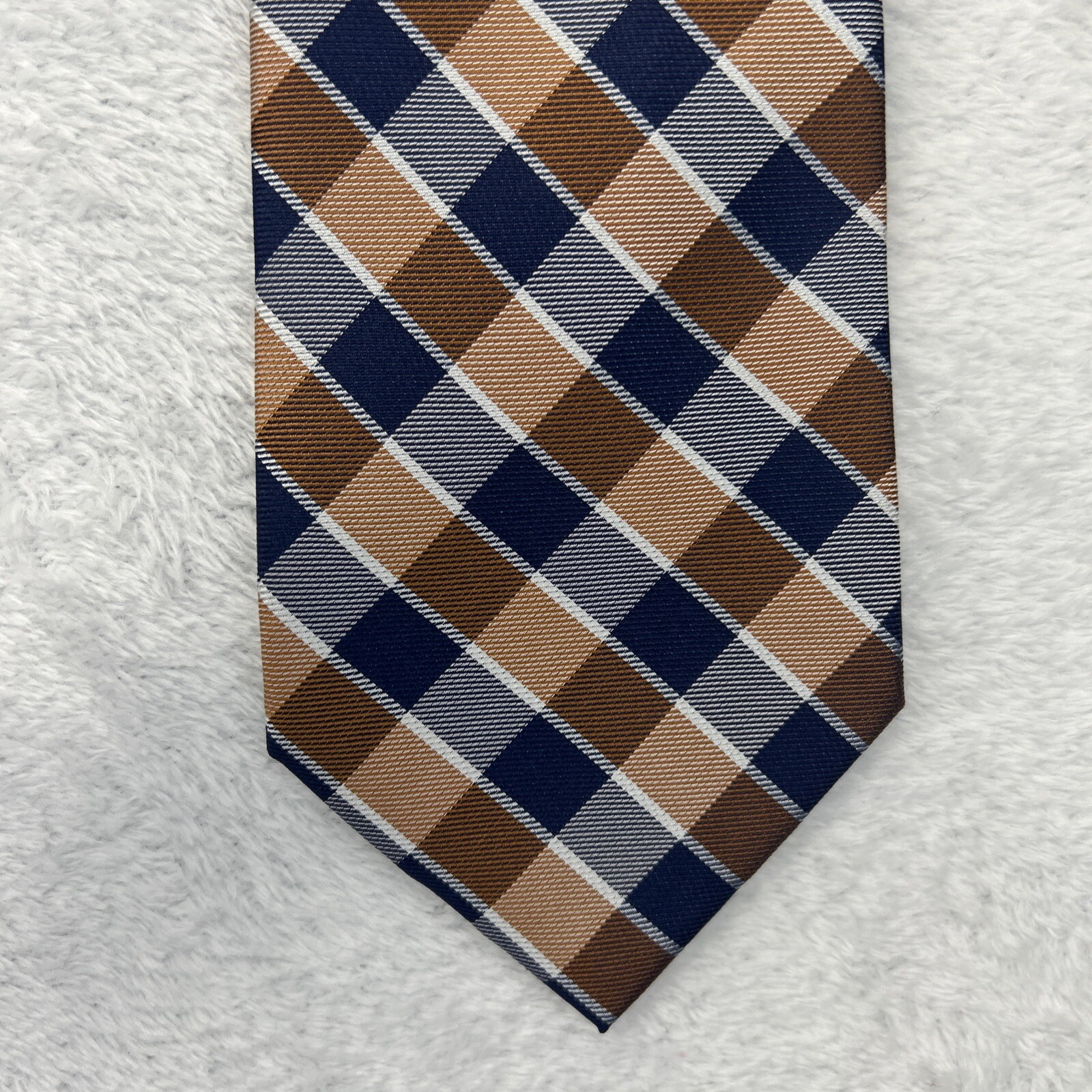 Saddlebred Blue Orange Plaid Men’s Necktie 3.5”x 58.5” 100% Silk NWT $38.00