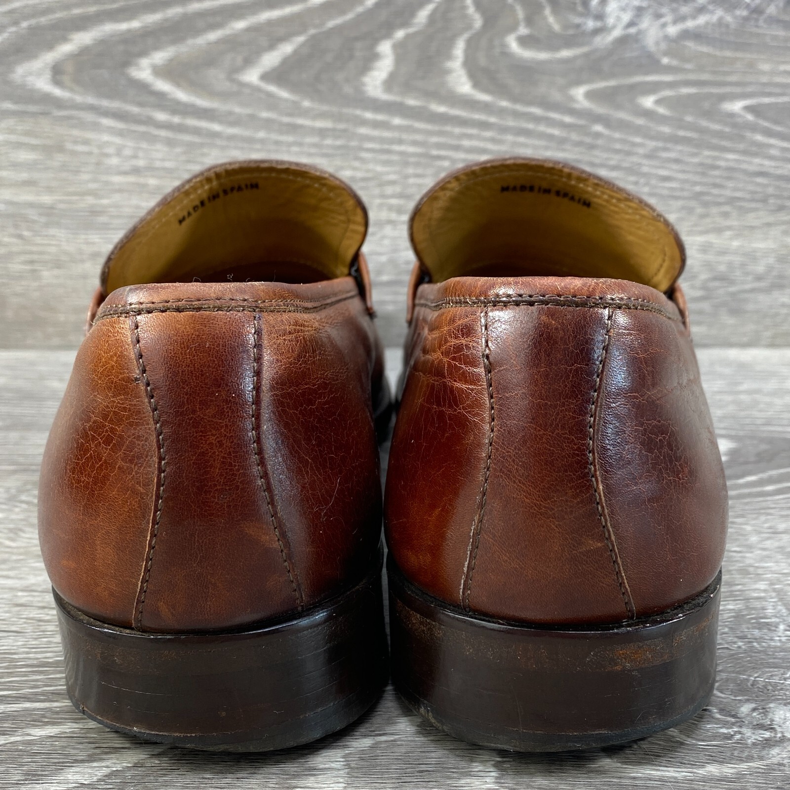 Magnanni Sasso Brown Leather Penny Loafers Mens 9.5 M Dress Shoes Made in Spain