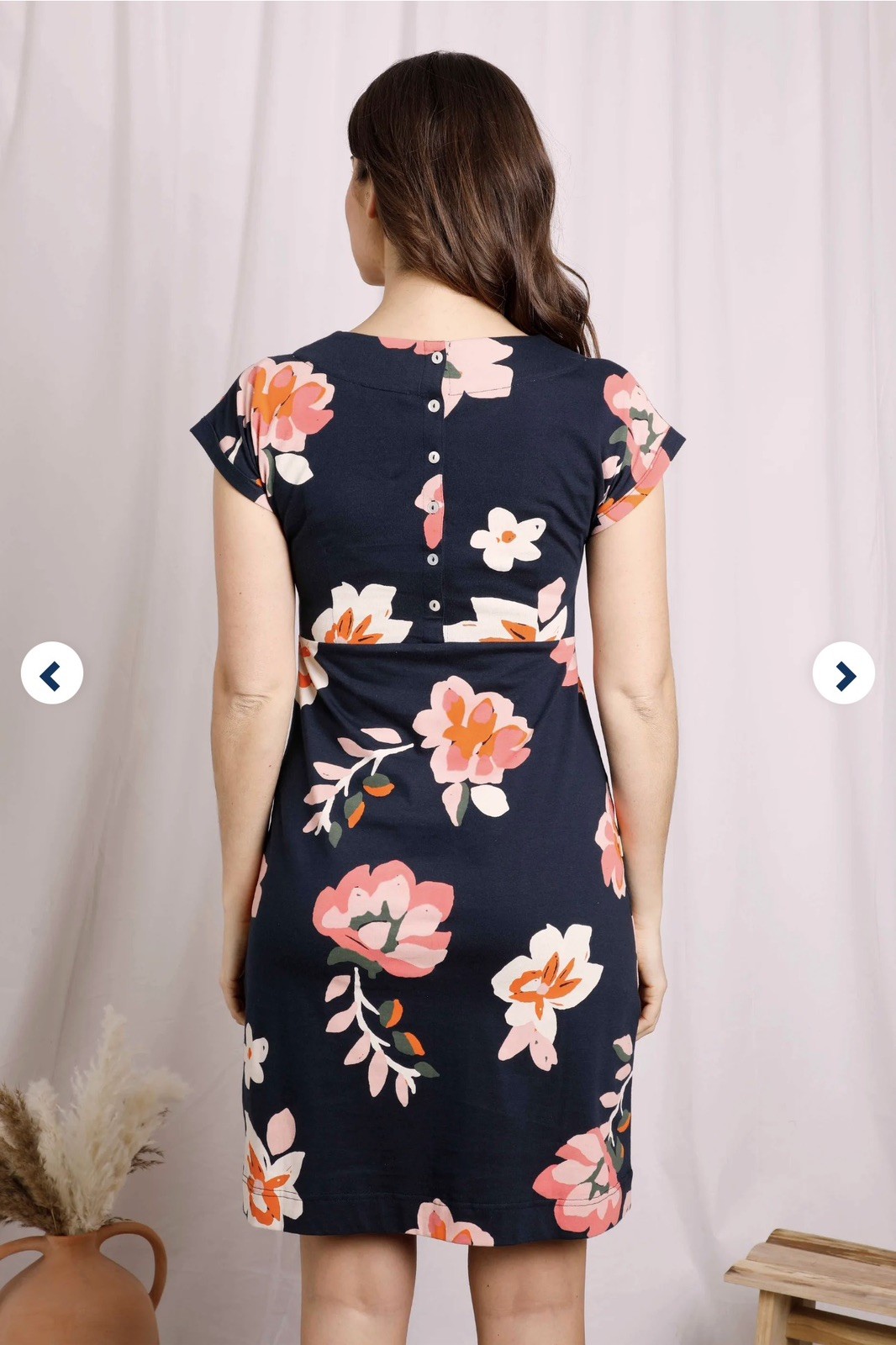 Weird Fish Tallahassee Organic Cotton Jersey Dress Women’s UK 14 Rich Navy