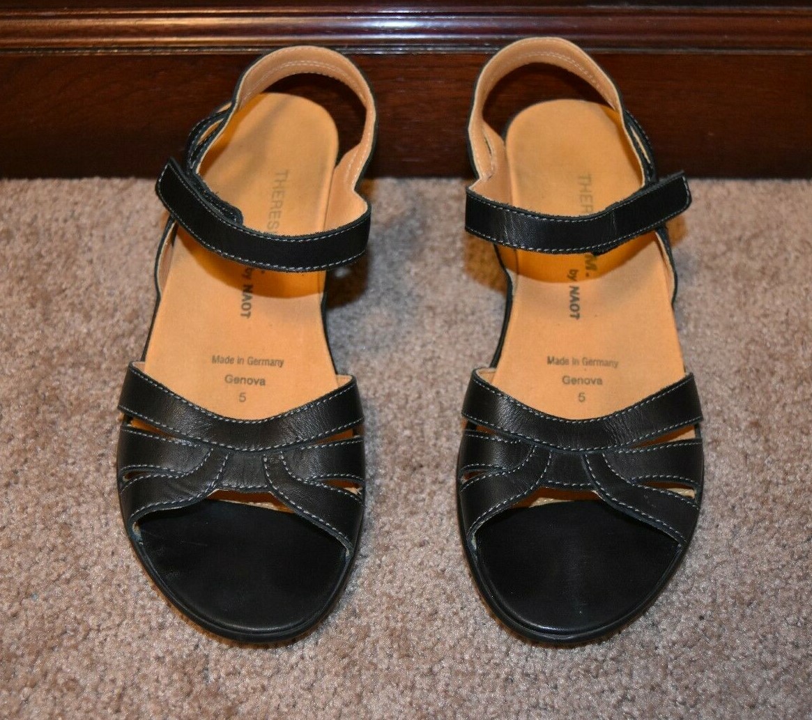 THERESIA M. by Naot women’s Black Leather SANDALS Sz 5 UK / 7 -7.5 US