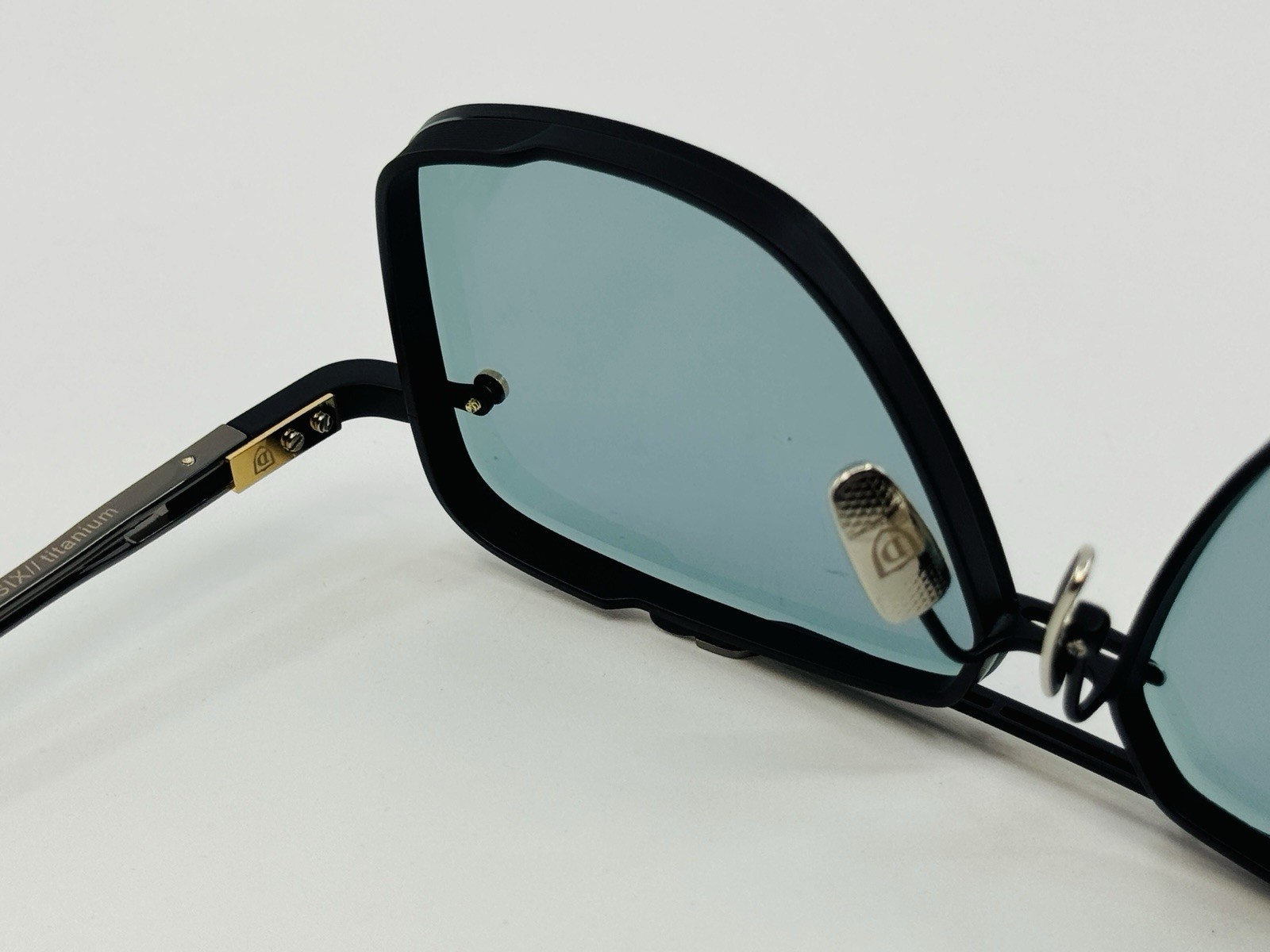 Dita Mach Six DTS121-62 Titanium Black Metal Frame Green Blue Lens Sunglasses
