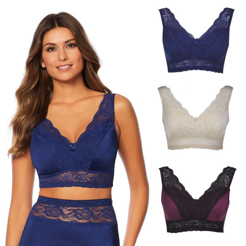 Rhonda Shear 3-pack Pin Up Bra Set in Darks 622-357, Size M