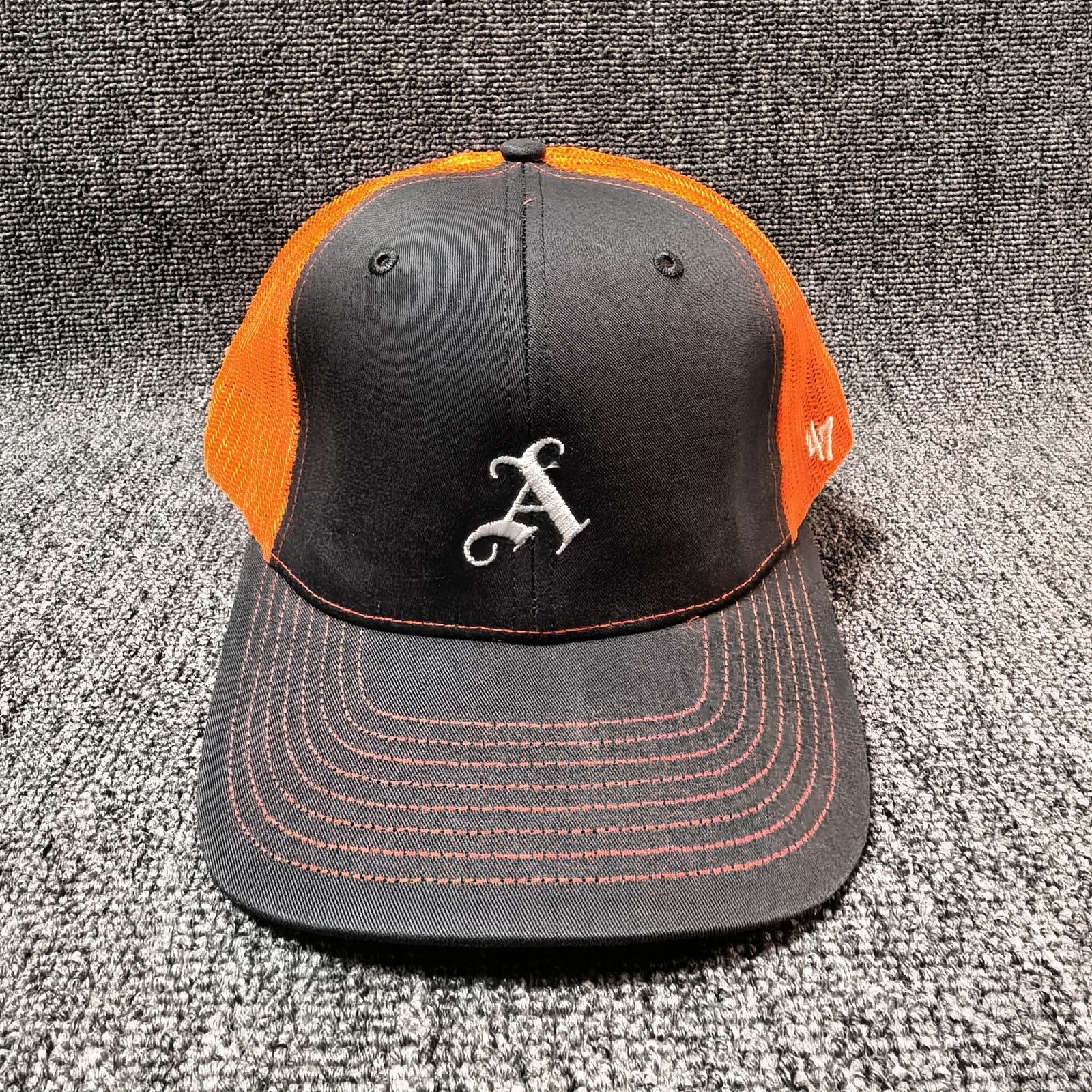 ’47 Brand Athletics Trucker Snapback Charcoal Orange Mesh Back One Size
