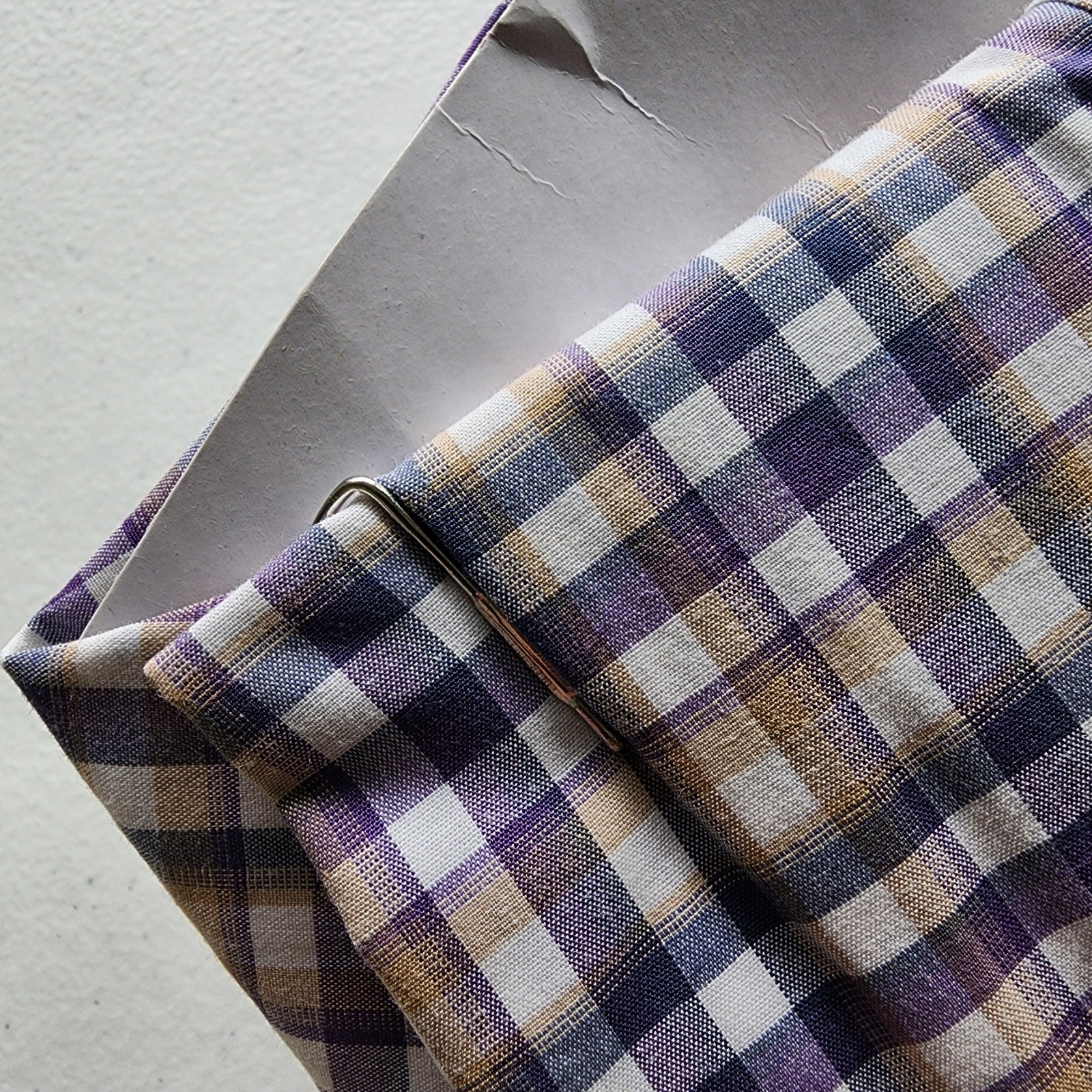 XXL Purple Shirt Plaid Checked Beige White Mens Jos A Bank New Tailored Fit Size