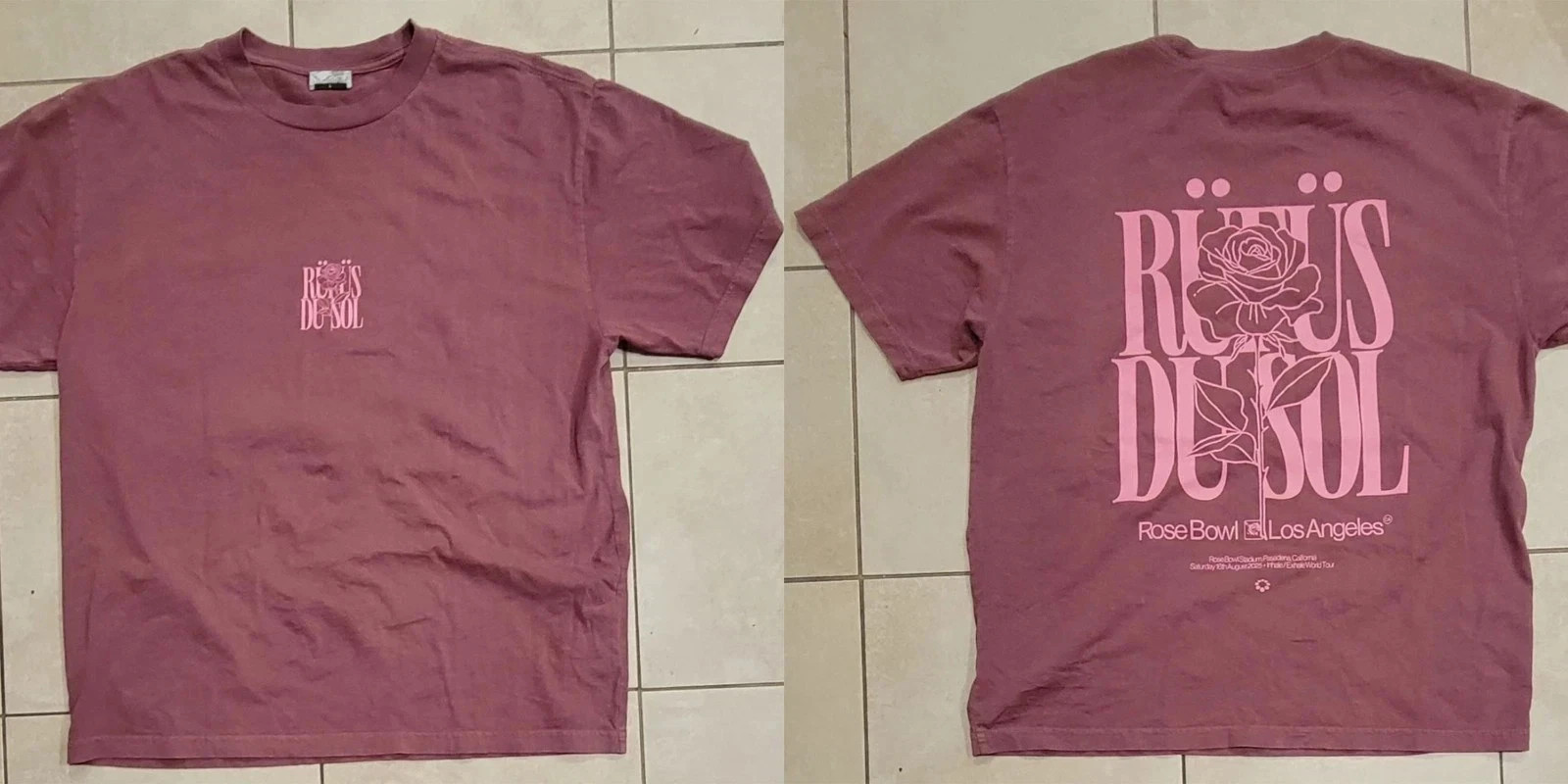 NEW Apparel Rufus Du Sol Rose Bowl 2025 Would Tour Maroon T-Shirt HL912