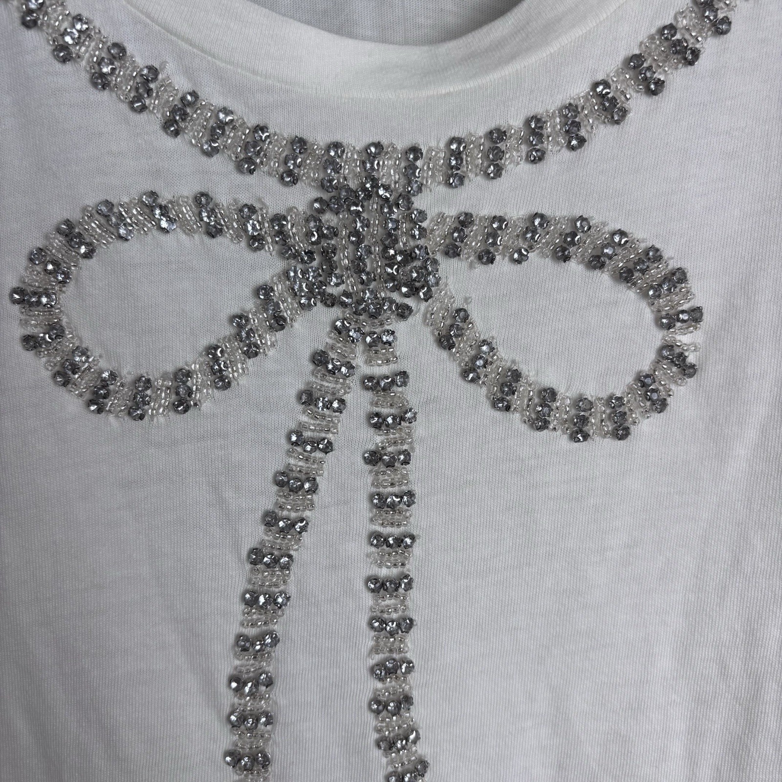 NWT J. Crew Women’s M Crystal Embellished Bow Top $89 Preppy Elegant Modern