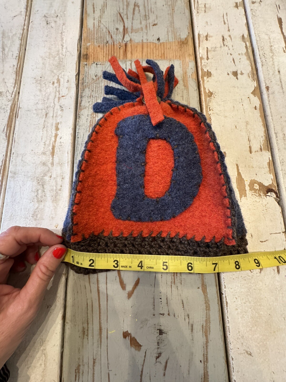 Just a cool kids beanie boggin winter hat block letter “D” handcrafted