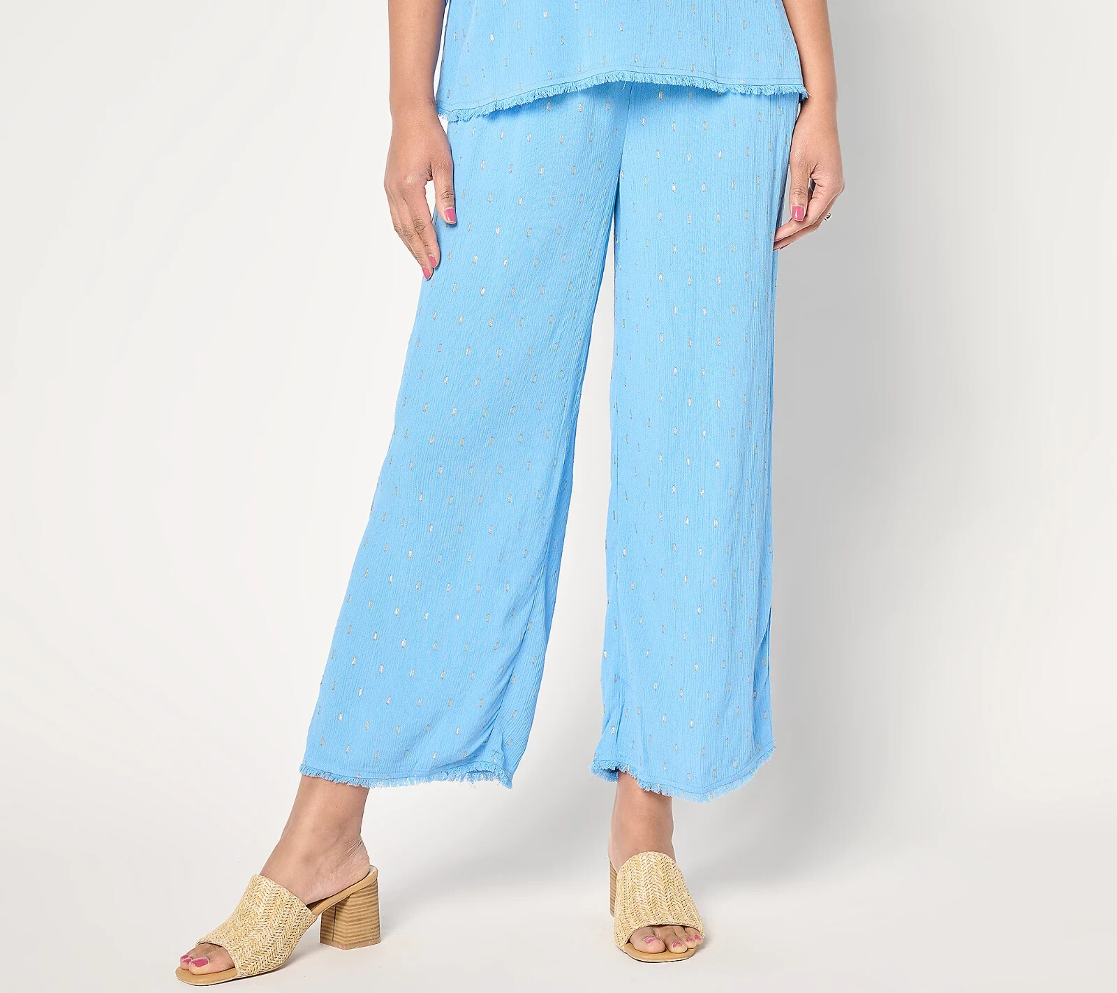 Susan Graver Ankle Pants-Tranquil Blue-Small-NEW-A690139