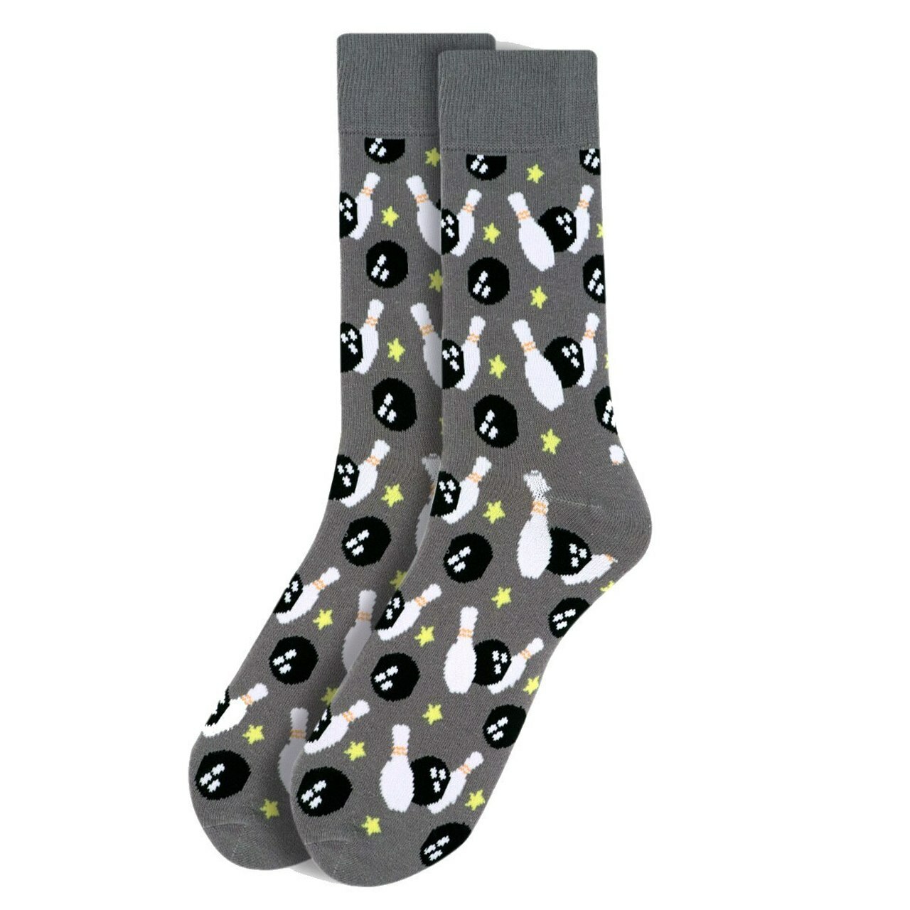Urban Peacock Men’s Novelty Fun Crew Socks – Bowling – Grey, 1 Pair