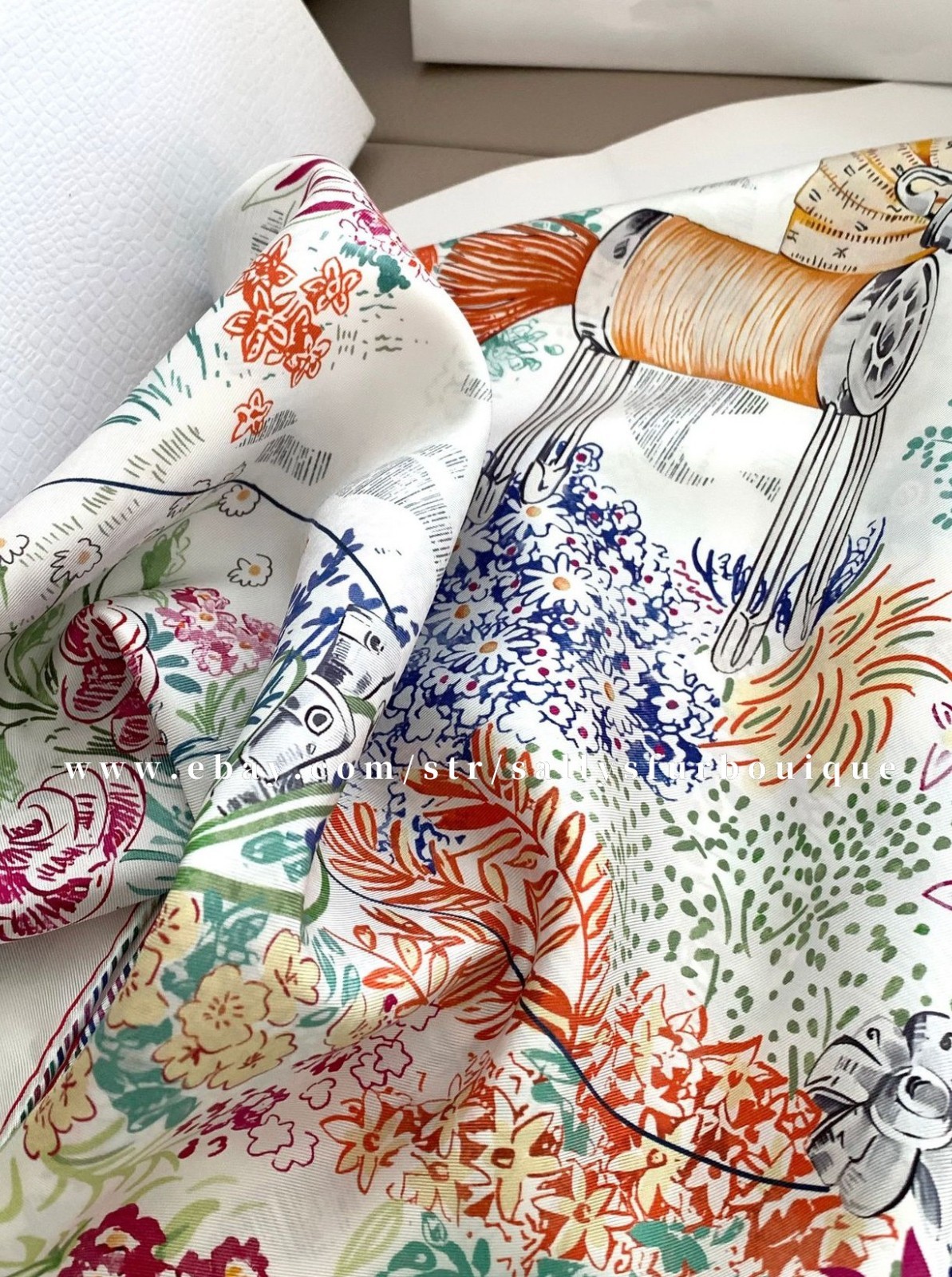 Sallys 18 Momme Twill Silk Wrap Scarf Florals Print Double Face Square Shawl 35″