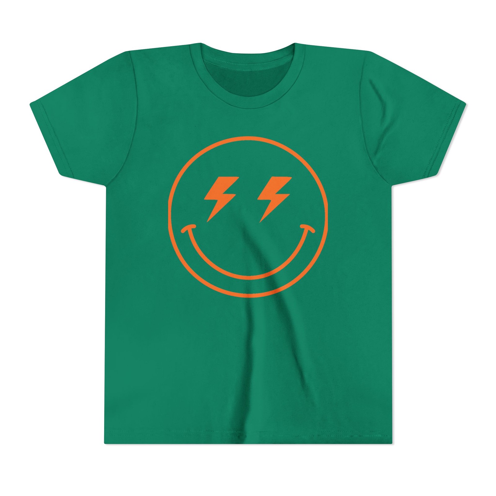 ⚡ Lightning Smiley Youth Tee | Cool Kids Short Sleeve Shirt | Trendy Happy Face