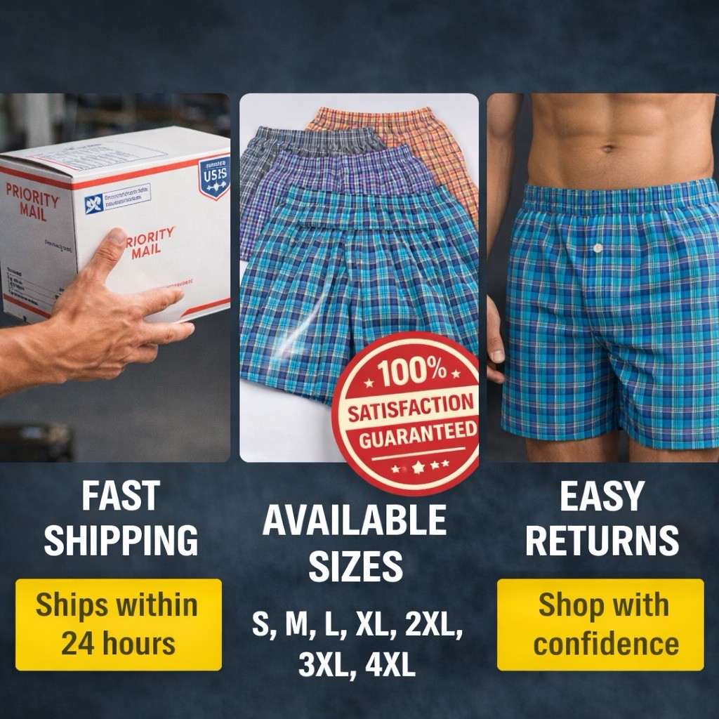 Men Cotton-Blend Boxer Shorts 5 Pack | Buy 3 Get 2 Free | Soft Loose Comfy Fit