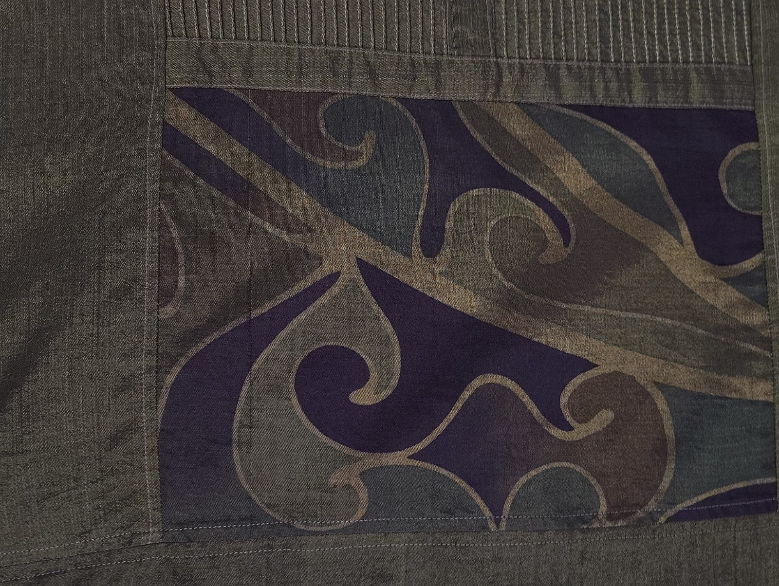 MACHIKO Top Green Silk Blend Asian Art to Wear Lagenlook One Size Kimono Blouse