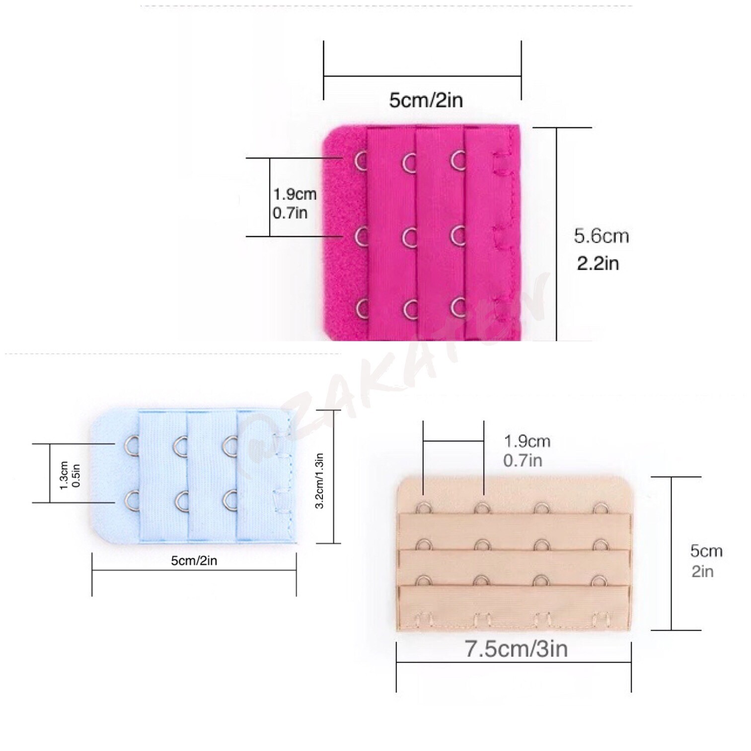 Women Bra strap Extension, Extender Adjustable 2 to 4 Hooks 3PCs Set US Seller