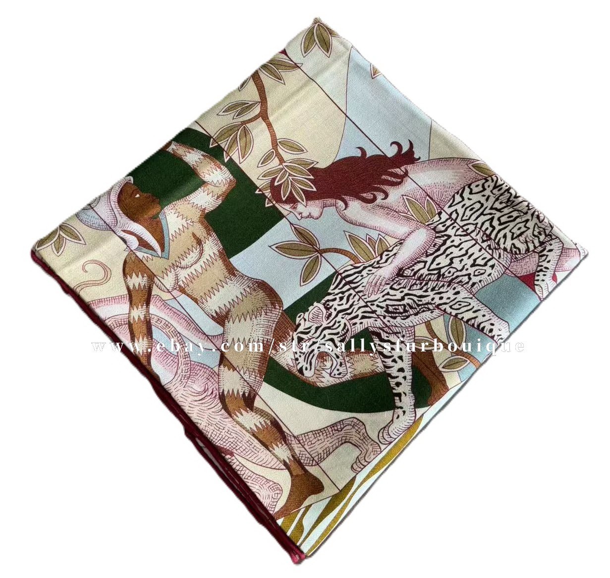 Sallys 70% Cashmere & 30% Silk Wrap Scarf Aztec Print Double Face Shawl 53″