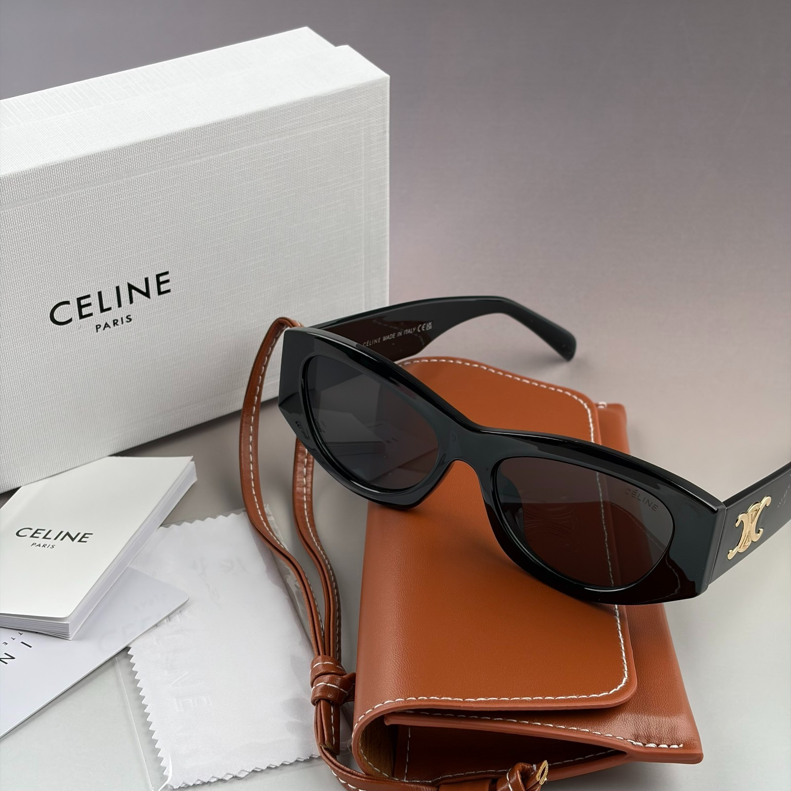 New In Box – Celine Women’s Triomphe Cat Eye Sunglasses Black Designer Travel