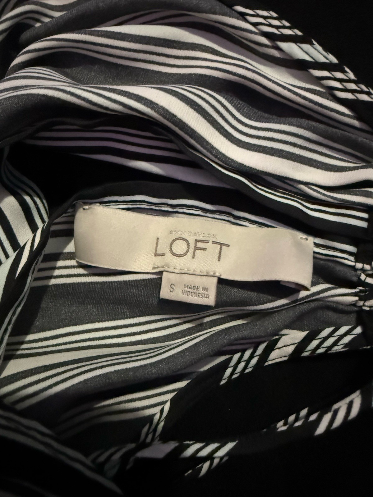 LOFT Black White Striped Halter Neck Sleeveless Woven Pullover Tank Top S