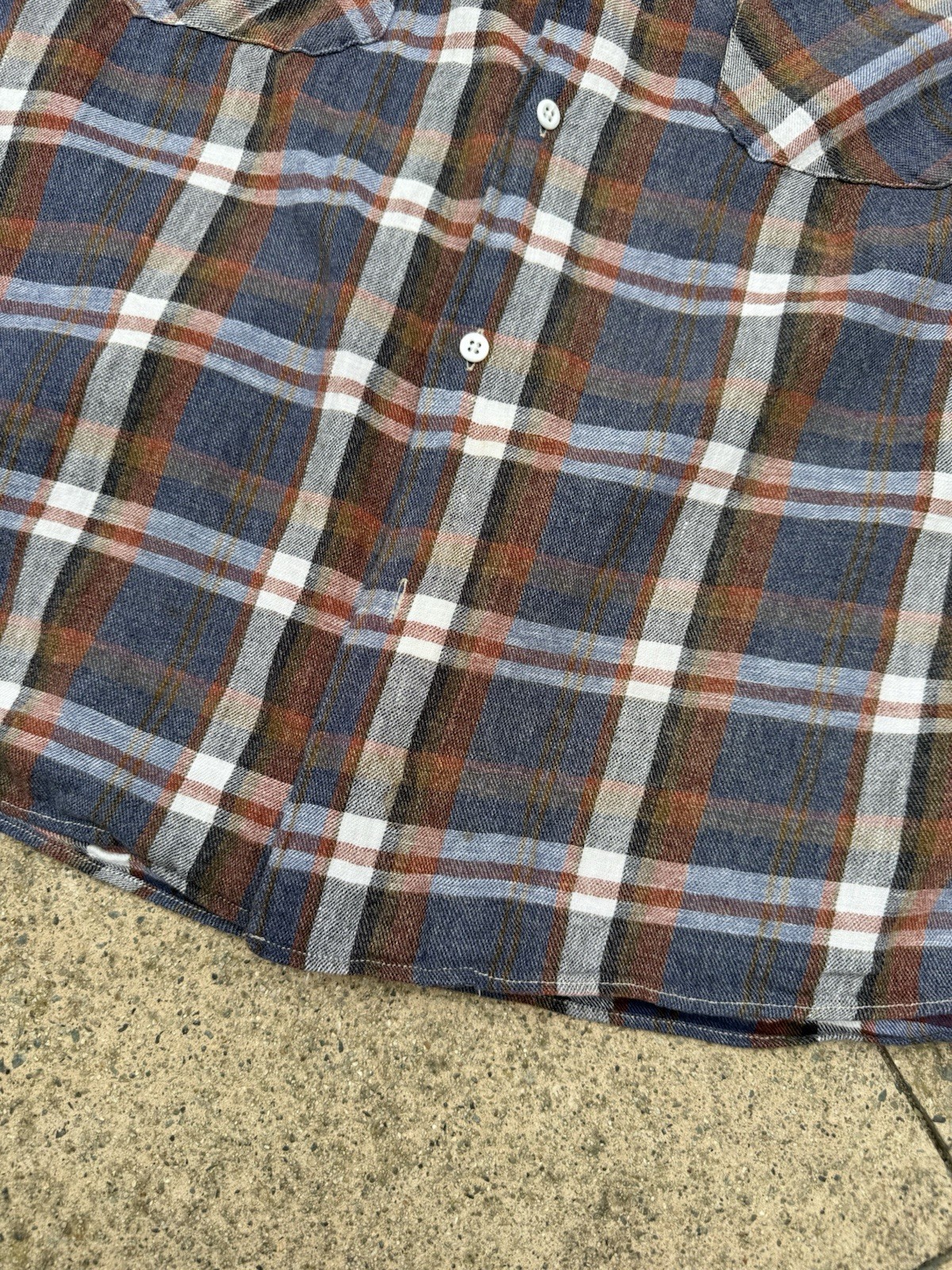 shuttle notes master cloth plaid linen cotton shirt size 4 (XL) made in Japan