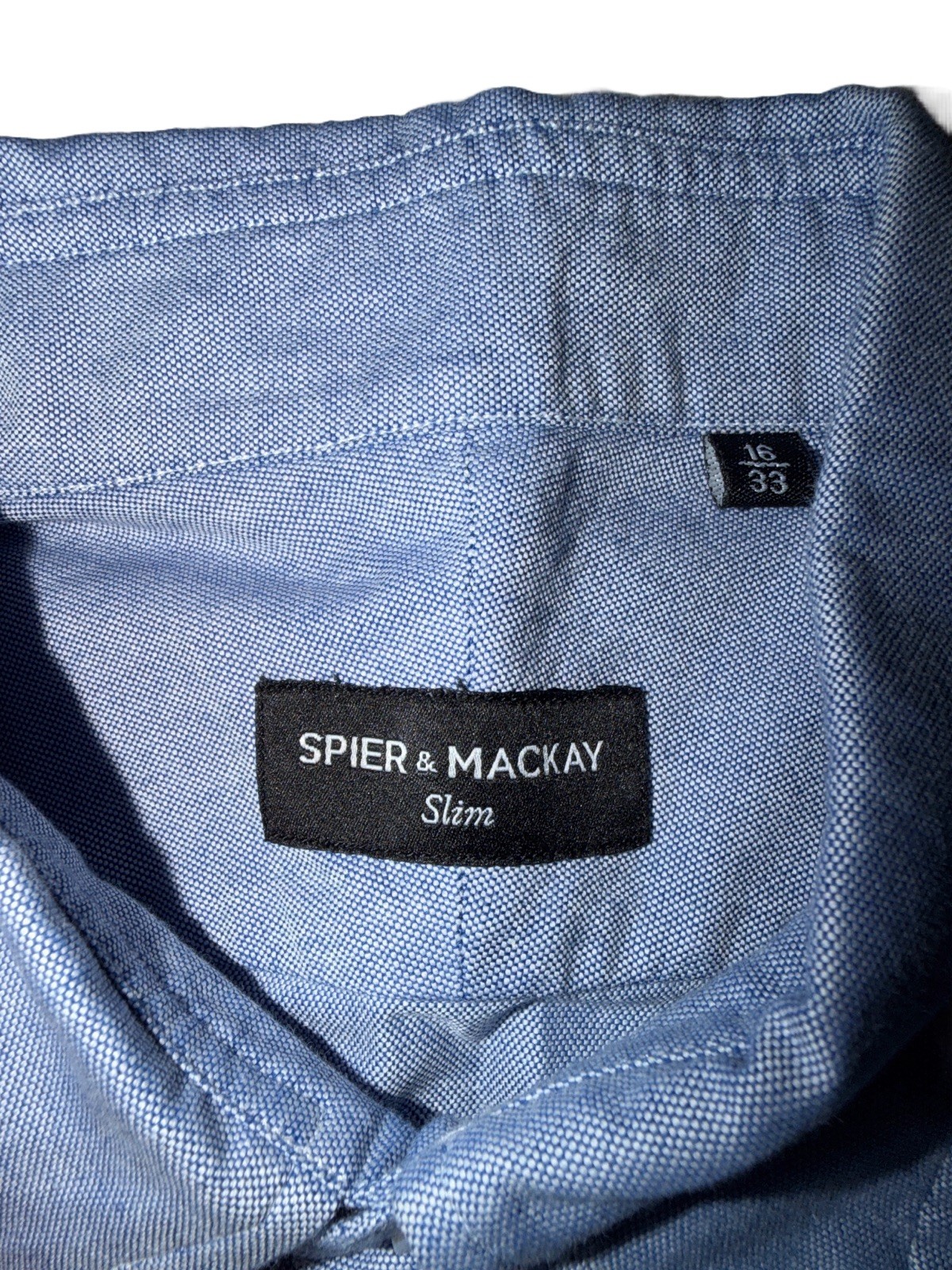 Spier & Mackay OCBD Shirt Blue Cotton Slim Fit Button Down Oxford Mens 16/33 EUC