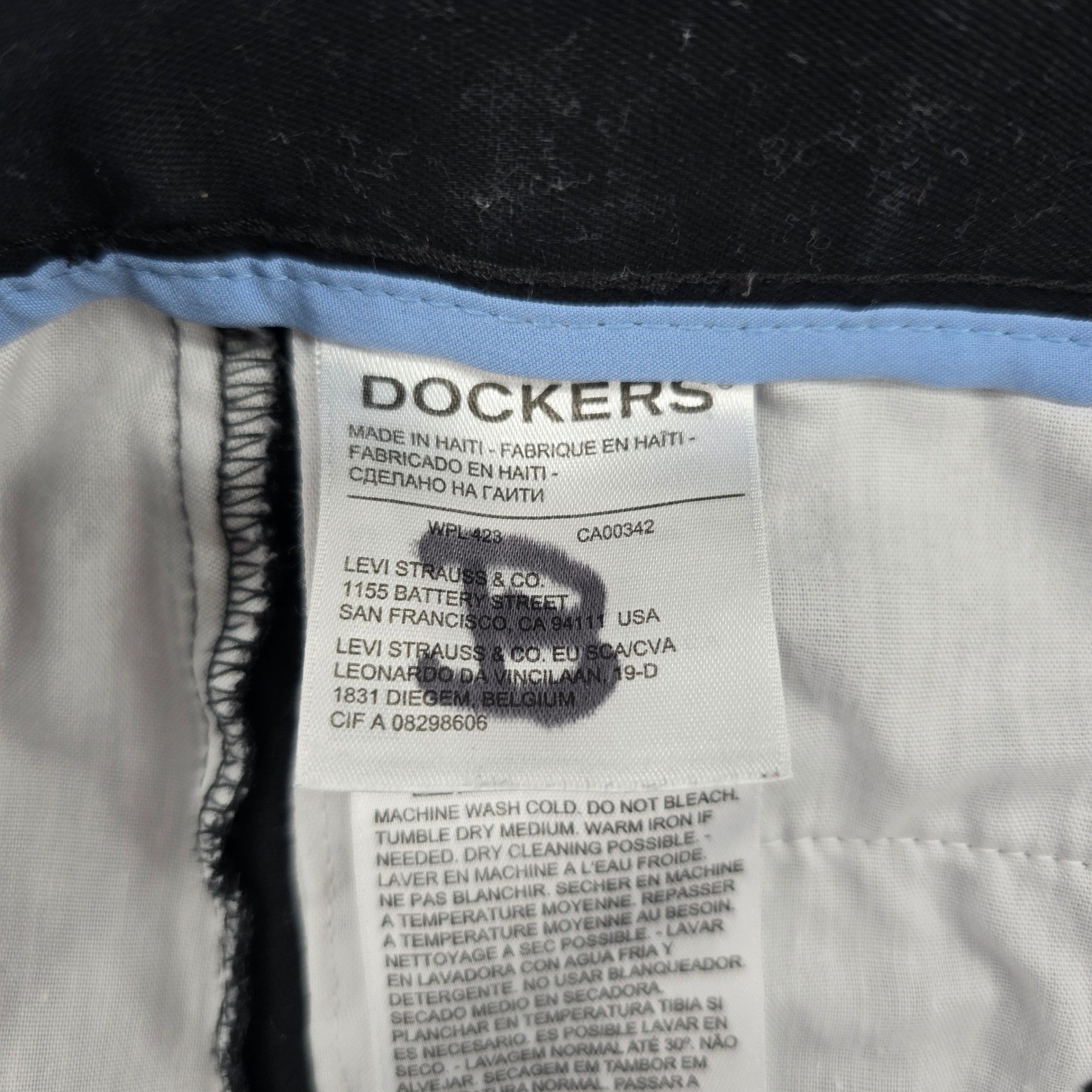 Dockers Chino Pants Mens 34×29 Relaxed Fit Black Cotton Stretch Casual