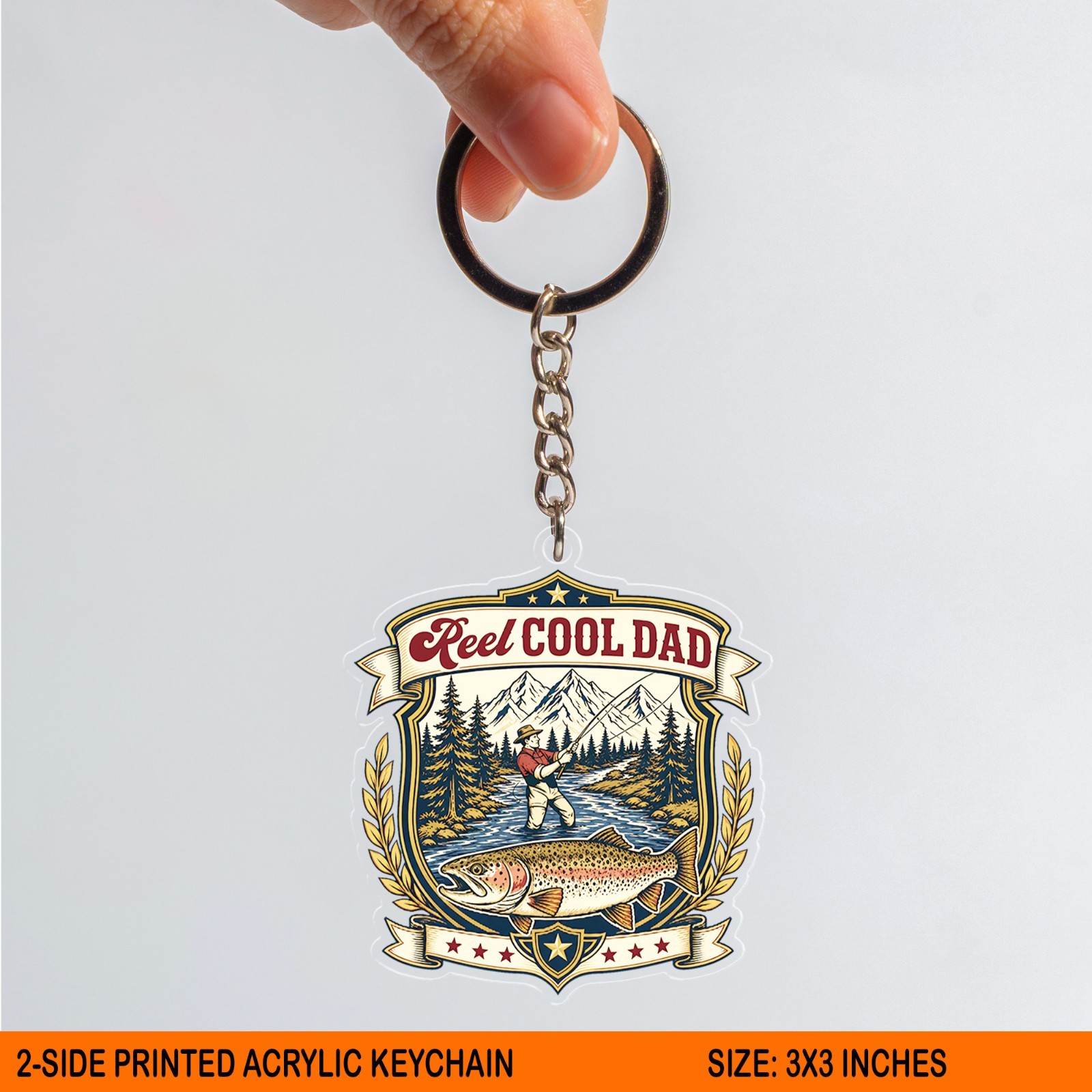 Reel Cool Dad Acrylic Keychain, Fishing Trout Father Gift