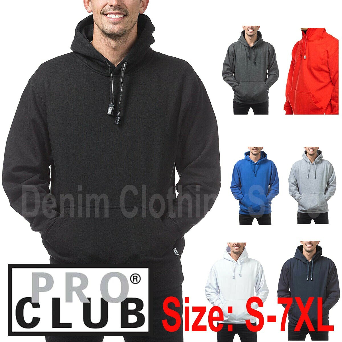 1 NEW PRO CLUB HEAVY WEIGHT PULLOVER HOODIE SWEATSHIRTS HOODED HOODY SIZE S-7XL