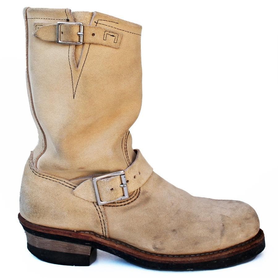 Red Wing 8268 Engineer Biker Boots Men’s 8.5 D Beige Abilene Roughout Steel Toe