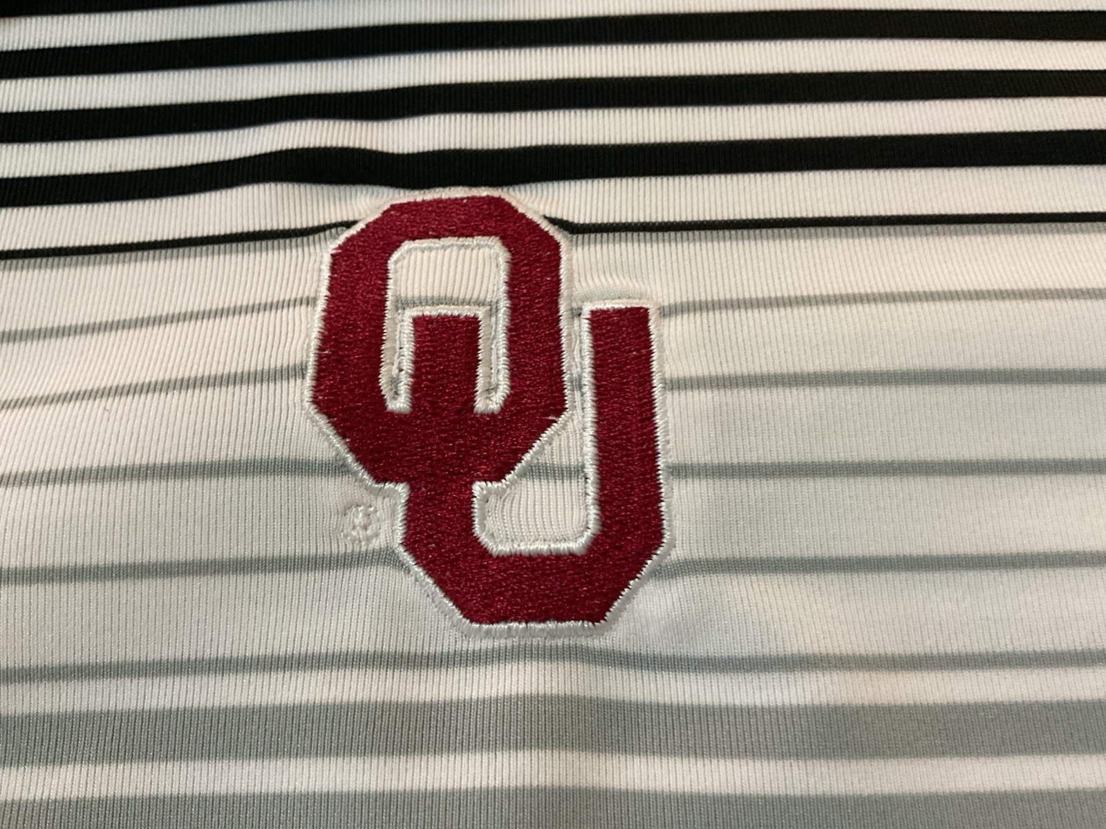 Columbia OU Oklahoma Sooners Mens Medium White Striped S/S Stretch