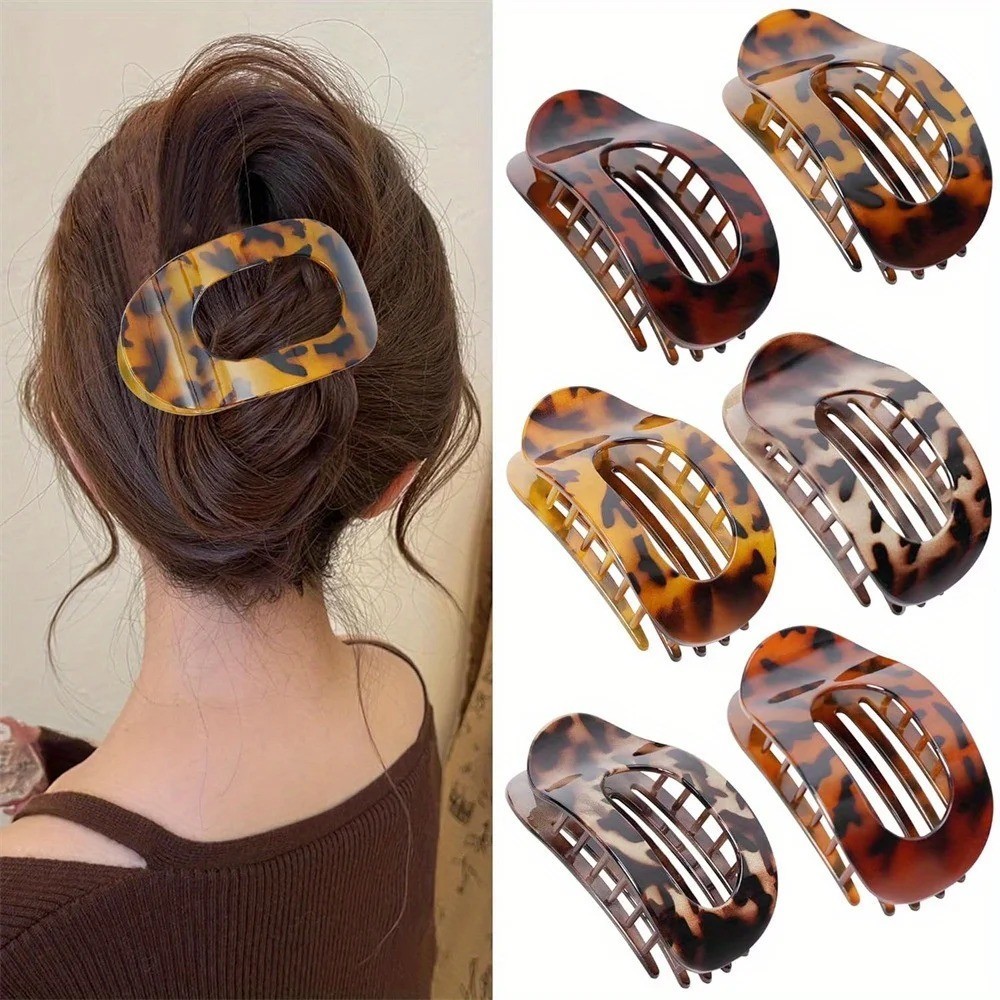 Matte Curved Hair Barrettes 4 Pack Oval Flat Clips for Women Girls Hair