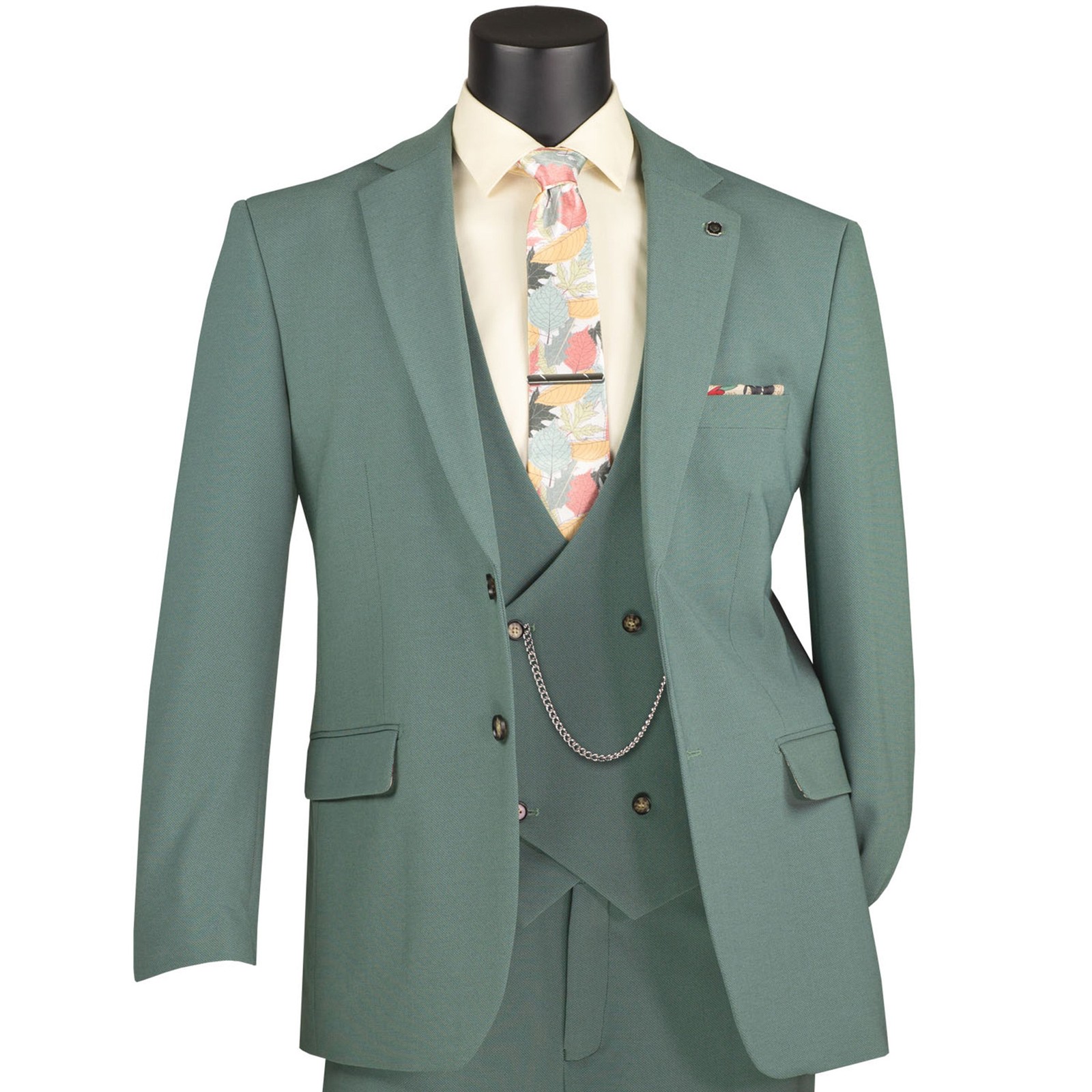 VINCI Men’s Sage 3pc Super Stretch Modern Suit w/ Flex Waist – Washable – NEW