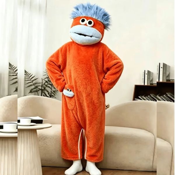 Dramatic Green Puppet Mascot Costume Big Mouth Character Halloween Party Suit