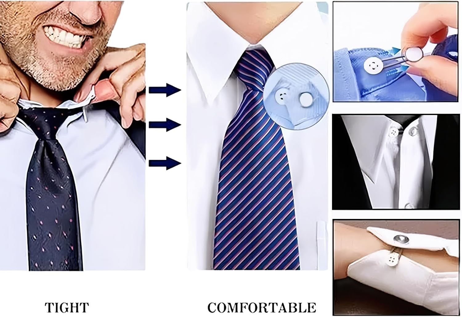 10x Metal Collar Neck Waist Extender Expander Buttons for Men Dress Shirt Pants