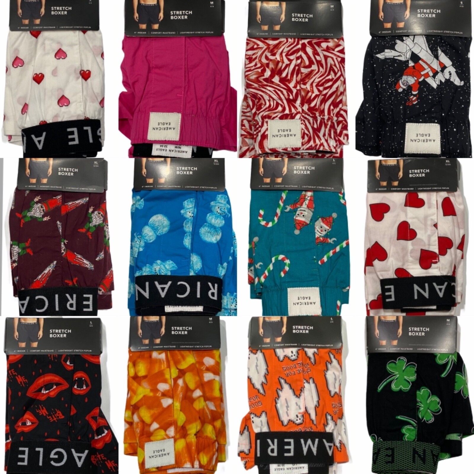 NWT AMERICAN EAGLE Stretch Boxer XS-S-M-L-XL Christmas Halloween Valentine #60