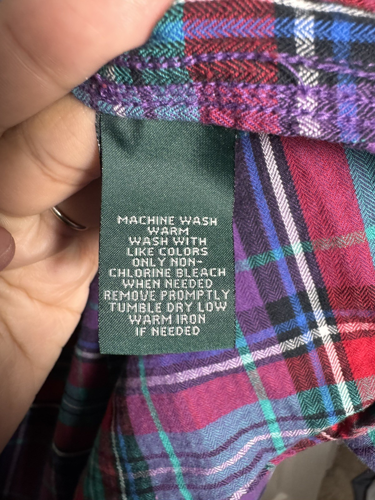 LRL Ralph Lauren Jeans Women 3X Plaid Multicolor Button Up Shirt Pocket Cotton