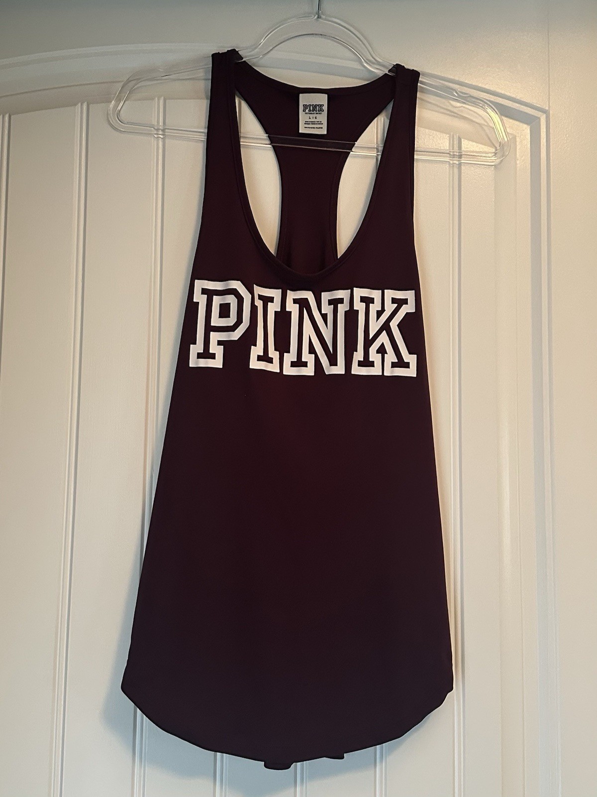 Victoria’s Secret PINK Burgundy Logo Knit Racerback Tank Top Large