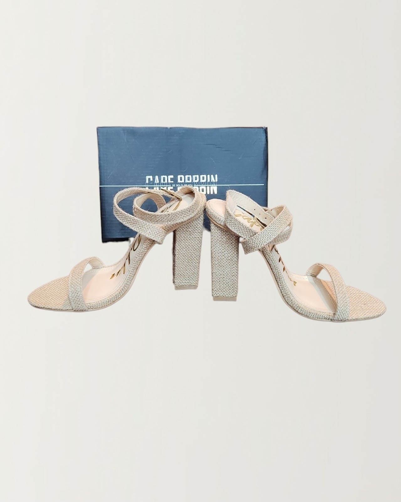 NEW Cape Robbin Women Beige Strappy Ankle Strap Block Heel Sandals Size 8