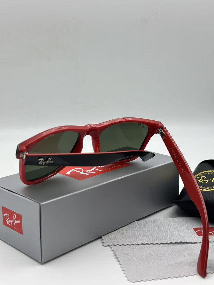 Ray-Ban Wayfarer RB2140 Black Red Edition Sunglasses Green Lenses & Accessories