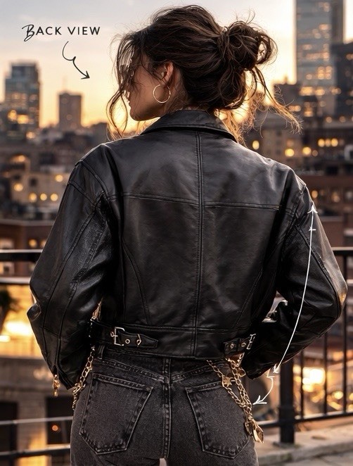 Vintage Tannery West Womens Black Leather Jacket Belt Size XS Biker Moto