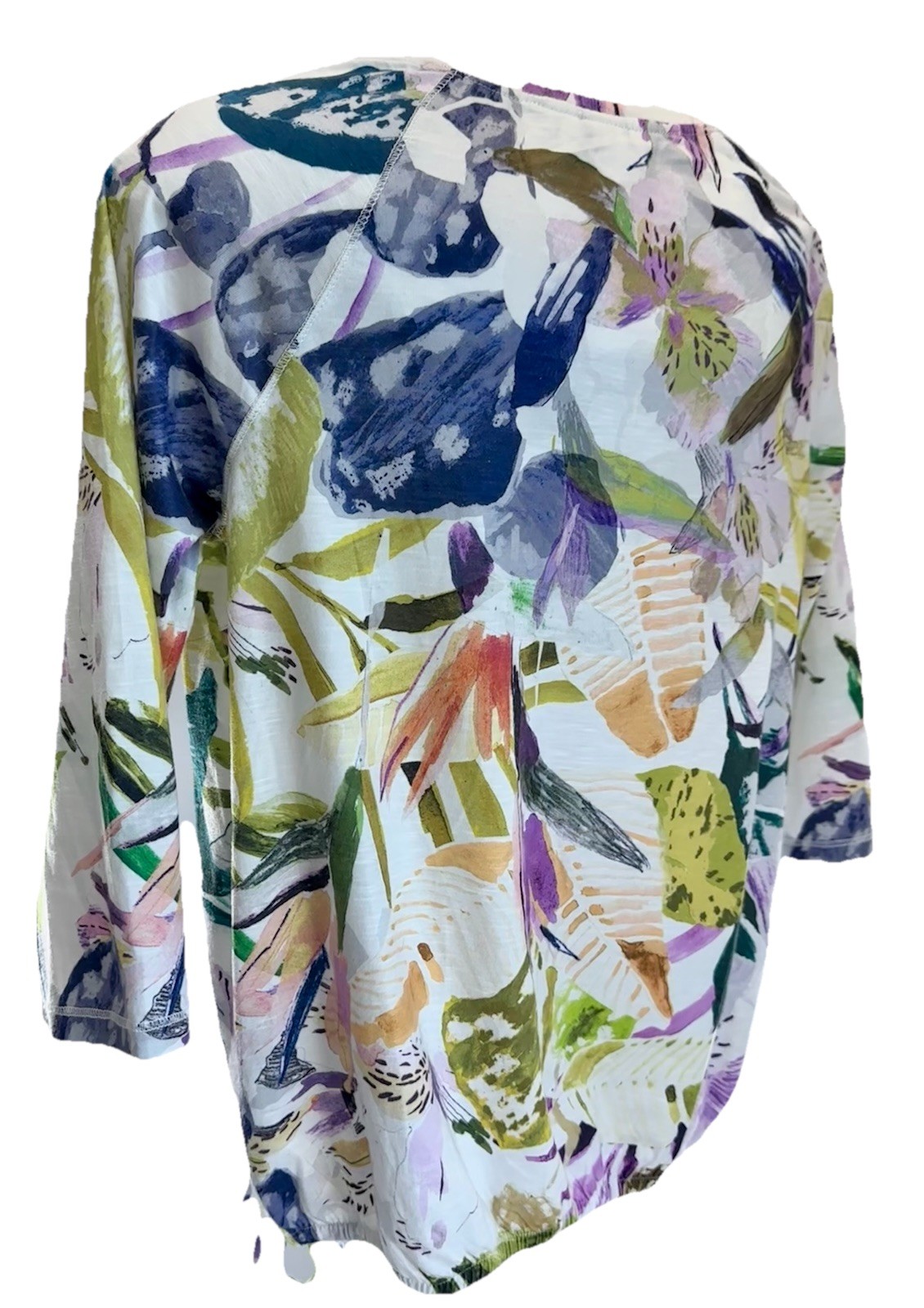 Christopher & Banks Women Floral Print 3/4 Sleeve Size Medium Polyester Spandex